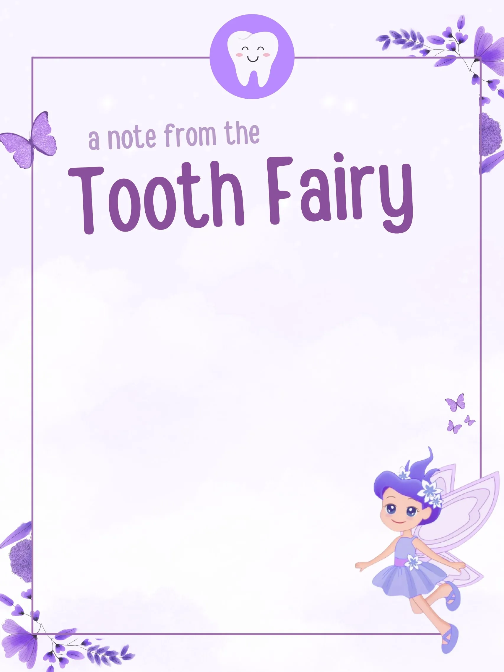 Butterfly Garden — Tooth Fairy Letter template